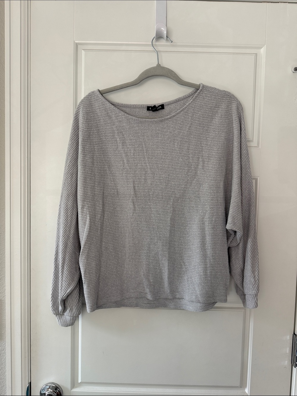 Express Light Gray Crewneck Waffle Knit Sweater